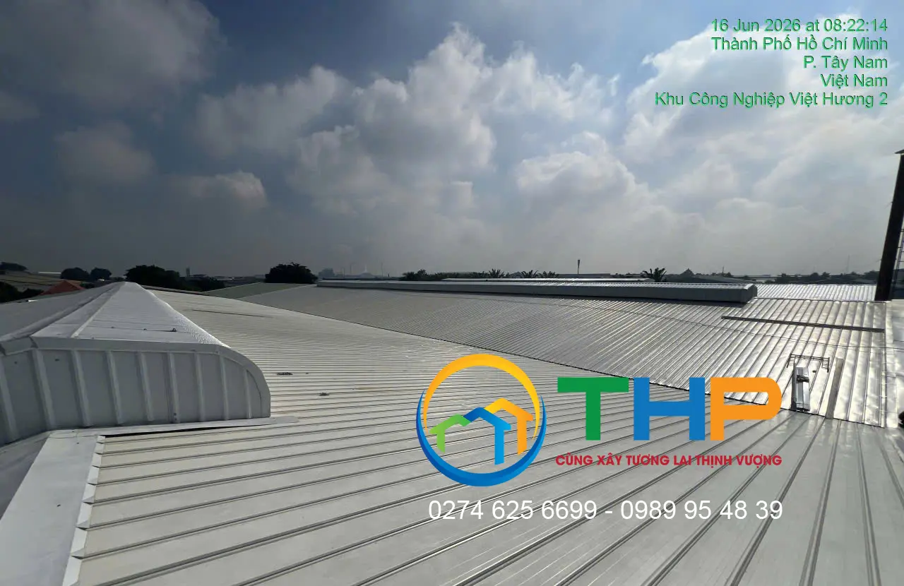Cán Tôn Kliplock 1000mm Thay Mái Nhà Xưởng Đang Hoạt Động Tại KCN Việt Hương 2 1 Cán tôn seamlock 1035mm tại công trình KCN Việt Hương 2 - Tân Hồng Phúc