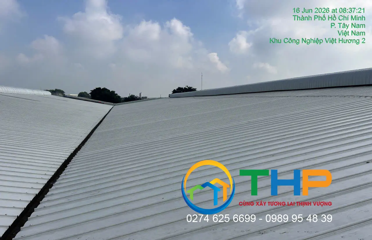 Cán Tôn Kliplock 1000mm Thay Mái Nhà Xưởng Đang Hoạt Động Tại KCN Việt Hương 2 2 Cán tôn seamlock tại công trình nhà xưởng Việt Hồng KCN Việt Hương