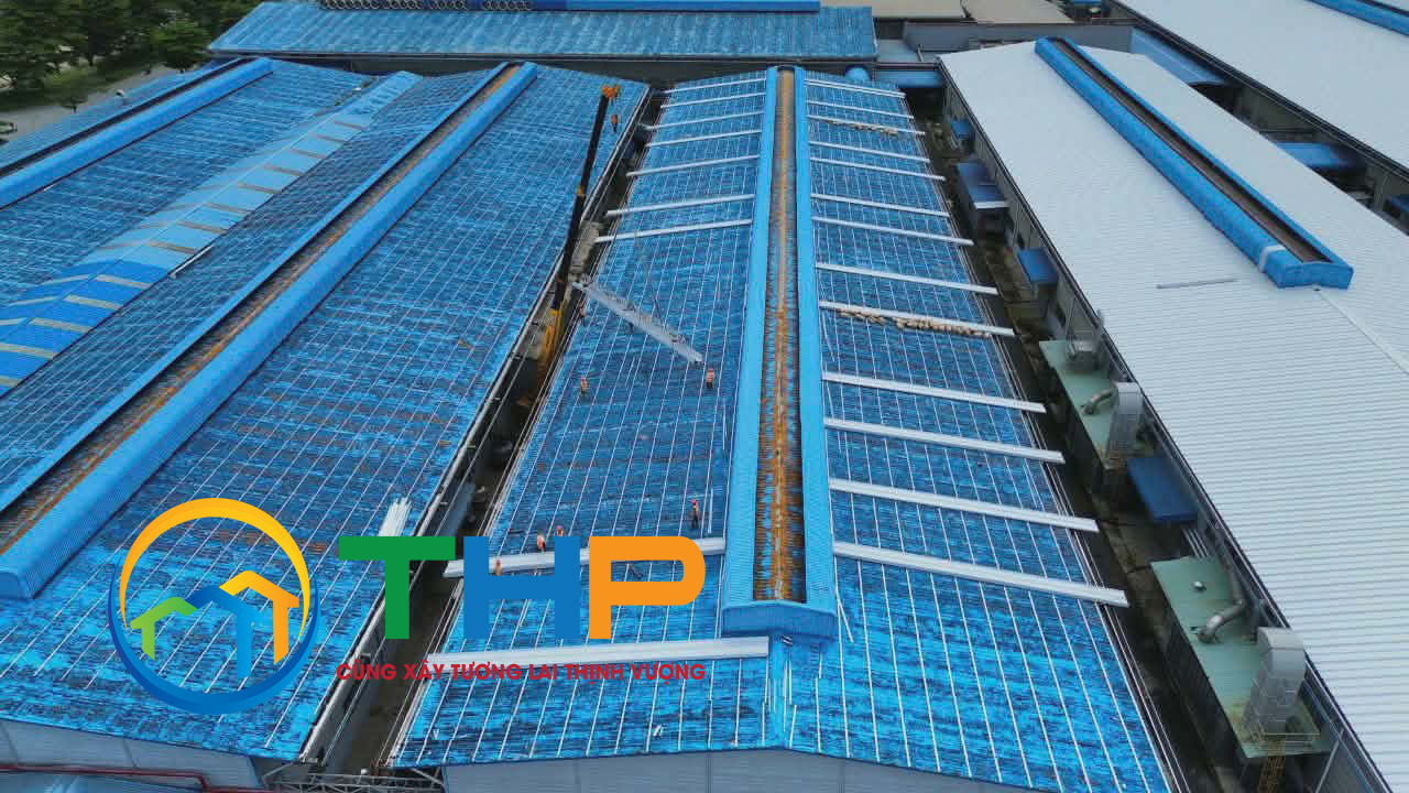 Cán tôn Seamlock tại công trình ở Long An 9 Toàn cảnh khu công nghiệp Songwol Vina Long An sau khi hoàn thành thay mái tôn seamlock